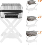 Heybly Luggage Rack, Pack of 2, Folding Suitcase Stand with Storage Shelf, Heavy-Duty Luggage Holder for Guest Room Bedroom Hotel, Holds up to 165 lb, White, HLR010W2