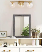AAZZKANG Wall Mirror with Rectangle Wood Frame Rustic Decorative Hanging Mirrors for Bedroom Bathroom Living Room Home Office Small