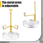 Suzile 4 Pcs Adjustable Metal Arm Display Stand Easel with Acrylic Base Rock Display Easel Holder Acrylic Crystal Clear Plate Stand for Geodes Mineral Agate(Gold,2 x 2 x 3.5 Inch)