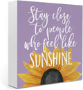 Sunflowers Purple Room Decor Sunflower Gifts for Women Spring Decor Purple Accessories Sunflower Wooden Box Sign for Home Office Desk Tabletop Shelf