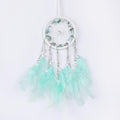 Pretty Jolly Crystal Stone Small Dream Catchers Mint Green Feathers Mini Dreamcatchers with Beads for Cars Rear View Mirror Hanging Decoration Good Luck Travel Charm Bedroom Ornaments for Women Girls