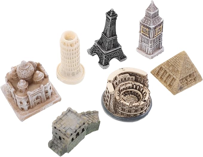 SUPVOX 7pcs Resin Architecture Model Miniature Building Sculptures Home Decor Vintage Design England Architectural Models