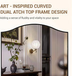 ANDY STAR 24"x36" Black Bathroom Mirror, Rectangle Scalloped Wall Mirror in Stainless Steel Metal Frame, Modern Matte Black Finish with Curved Edge Design, Wall-Mount Vertically or Horizontally