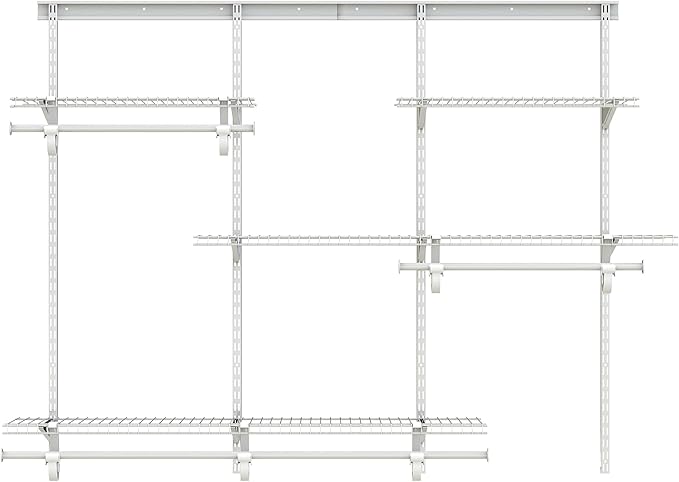 4-6 Ft Closet Organizer System, Adjustable Metal Wire White Closet System, Expandable Walk in Closet Organizers and Storage System, Closet Shelves with Hanging Rods