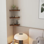 Trwcrt Corner Shelf Wall Mounted Set of 3, Floating Wall Shelves Rustic Wooden Storage Shelves for Bedroom, Bathroom, Living Room, Brown
