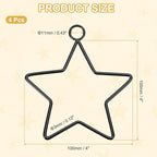 MECCANIXITY 4 Pcs Star Dream Catcher Rings, 4" Dream Catcher Metal Hoops Macrame Wreath Rings Pentagram Floral Hoops for DIY Craft Making Home Wedding Wall Hanging Decoration, Black