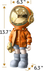 Dosker Astronaut Statues Spaceman Sculpture Polyresin Arts Gifts Orange Figurine Ornament Room Decor for Men,Home and Crafts Desktop Accessories Tabletop Decoration, Living Room, Office, Bookshelf