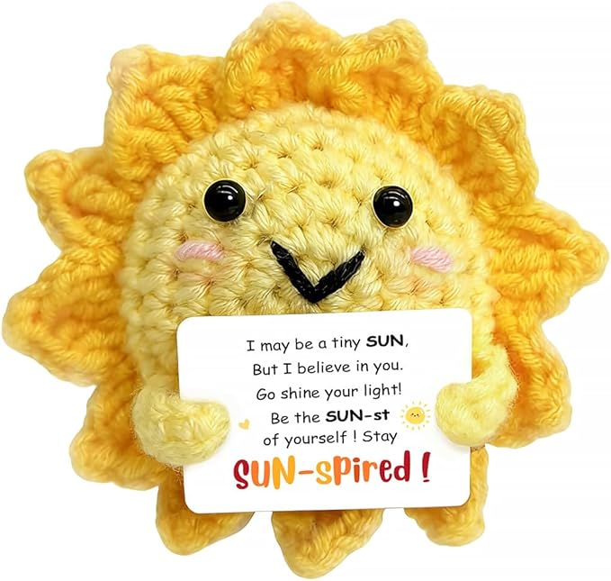 Sunshine Gifts - Positive Crochet Dolls with Cheer Up Messages, Sunshine Gifts for Women, Men & Friend, Emotional Support Dolls - Crochet Emotional Support Buddies | Mental Wellness Companion