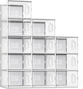 SEE SPRING X-Large Shoe Storage Box Fit Size 11, Clear Plastic Stackable Shoe Organizer for Closet, Space Saving Sneaker Shoe Rack Containers Bins Holders for Entryway, 12 Pack Clear