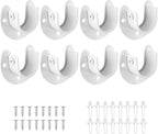 8 Packs Stainless Steel Closet Rod End Supports 1-1/3 Inch Wardrobe Bracket Heavy Duty Closet Pole Sockets Flange Rod Holder, U-Shaped with Screws, White