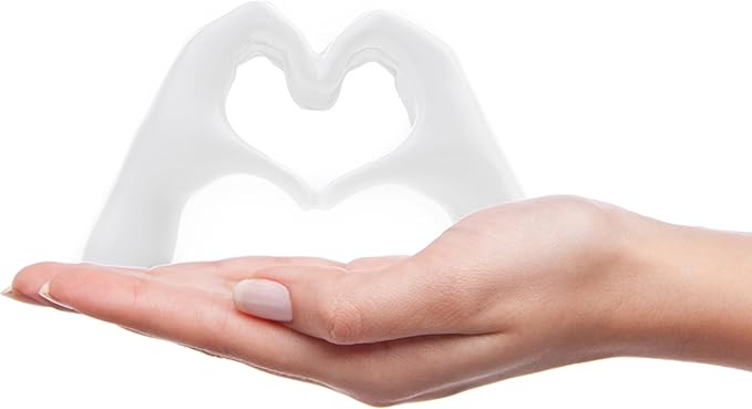 Small Heart Hands Sculpture Decor for Living Room Bedroom Bookshelf Coffe Table and Office Display, Love Finger Statue Modern Aesthetic Home Decor, Unique Gift for Wedding Christmas Birthday (White)