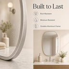 USHOWER Silver Oval Arch Bathroom Mirrors for Over Sink, 24x36 Inch Bathroom Vanity Mirror for Bathroom, Bedroom, Vanity, Entryway, Aluminium Frame, Anti-Rust, Modern Wall Decor