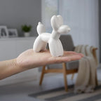 Notakia Cute Ceramics White Balloon Dog Statue Crafts Living Room Desktop Decorations,Handmade Modern Small Ceramic Animal Statue Ornament Home Decor Accents (White, Small)