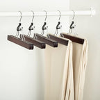 Amazon Basics Wooden Pants Hangers Closet Organizer, Cherry, 10-Pack