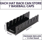 Hat Organizer for Baseball Caps, 2 Pcs No Install Acrylic Hat Stand for 14 Baseball Caps, Hat Racks for Caps Display and Organizer for Bedroom, Closet, Dresser, Office, Hat Holder