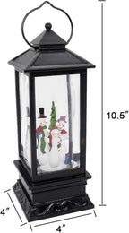 Wondise Lighted Musical Snow Globe Lantern with 6 Hour Timer, 12 Inches USB Powered & Battery Operated Spinning Water and Swirling Glitter Christmas Snow Globe Lantern Gifts(Snowman Family)