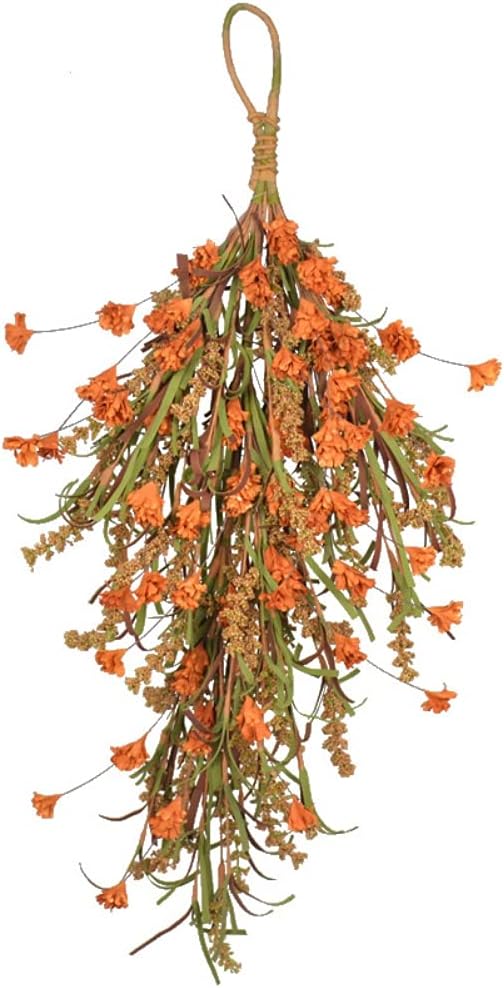 Ochine 25 Inch Autumn Fall Harvest Wheat Ears Swag Farmhouse Decorative Floral Swag Garland for Home Front Door Wall Thanksgiving Halloween Decorations
