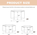 Jerify 6 Pcs Acrylic Risers Display Stands, 5.91'' 5.12'' 3.54'', Clear Hexagon Nesting Pedestal Shelf with Hollow Bottom for Tabletop Jewelry Display, 3 Sized