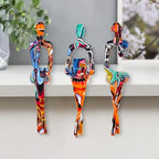 3-Piece Graffiti Abstract Women Thinker Sculptures, Colorful Resin Modern Art Figurines for Home Living Room Office Shelf Table Desk Bookshelf Decor