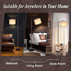 Floor Lamp for Living Room, LED Standing Lamp Tall Industrial Floor Lamp Reading for Bedroom, Office (9W LED Bulb, Beige Lampshade Included) -Oil-Rubbed Bronze