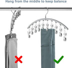 Legging Organizer for Closet, Metal Yoga Pants Hanger w/Rubber Coated 4 Pack w/10 Clips Hold 40 Leggings, Hangers Space Saving Hanging for Closet Organizers and Storage-Gray