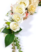 Arch Flowers, OrgMemory Artificial Floral Swags, 20" Length in Bent, Decorative Swag, Artificial Flower Swag for Door Party Wall Home Decor (Champagne)