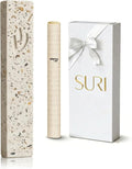 SURI Mezuzah Case – 5 Inch Terrazzo Cream and Pink Concrete Jewish Door Mezuza Cover with Printed Scroll, Self-Stick Adhesive, Fits a 4 Inch Scroll, Gift Box Included
