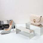 Purse Display Stand, 3 Silver Risers Display Stands Stainless Steel, Heavy Duty Countertop Shoes Stand Handbag Holder Risers for Home Boutique Retail Store Vendor Display Bags Perfume Jewelry (RCS 50% Recycled Post-consumer Metal)