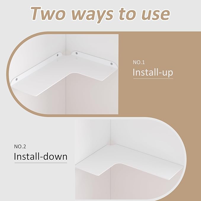 Sezanrpt 8x11.8 Inch Corner Shelf Wall Mount Set of 4, White Acrylic Corner Floating Shelves, Wall Organizer Shelf for Bathroom, Kitchen, Bedroom, Living Room, Dining Room, Office