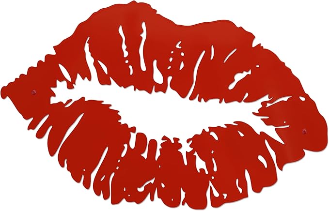Metal Red Kiss Lips Wall Art Girl Room Decor Kiss Lips Farmhouse Decor for Living Room, Bathroom, Powder Room, Bedroom, Office, 15.0 x 9.6 Inches