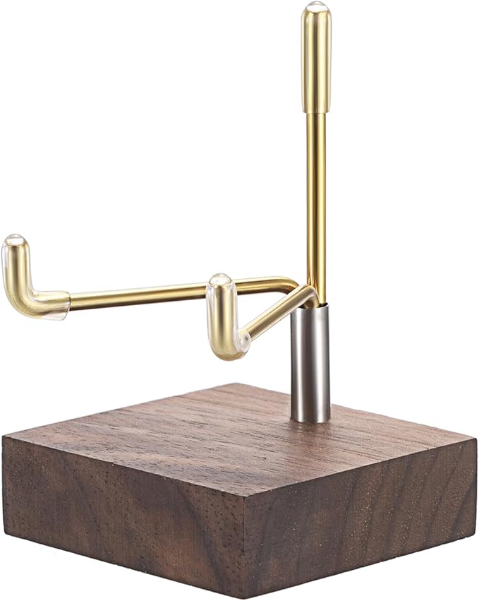 Hipiwe Adjustable Metal Arms Display Stand Easel with Wooden Base - Small Display Easel Holder for Displaying Fossil Coral Geodes Rock Mineral Agate Plate Seashell and Photos, 2"x2"x3.2"