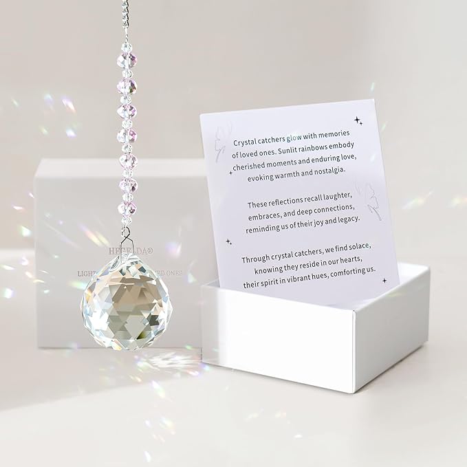 Sympathy Gifts for Loss of Loved One, Crystal Sun Catcher Rainbow Maker, Unique Condolence Memorial for Loss of Mom Dad Dog, Ideal Grief Bereavement Miscarriage Gifts (White)