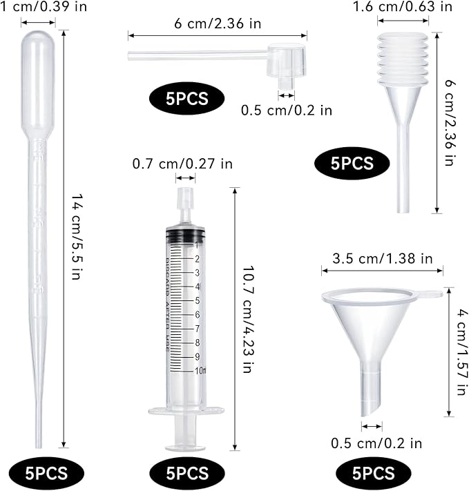 25pcs Perfume Refill Tool Kit,Plastic Perfume Dispenser Transfer Tools,Travel Refill Tool Set for Liquid Cologne Fragrance Sample Essential Oils (Clear, 10ml/25pcs)