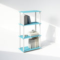 Furinno Turn-N-Tube Book Shelf, 4-Tier Bookshelf, Bookcase with Multipurpose Compact Display Rack, 11.6 x 23.6 x 43.2, for Living Room, Bedroom, Home Office, Light Blue/White