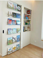 DuvinDD 2 Pack Acrylic Magazine Holder Rack Brochure Holder Wall Mount 24 inch Clear Hanging Magazine Rack Floating Bookshelf for Literature Pamphlet Organizer for Room Office, with Mounting Kit