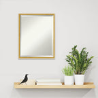 Amanti Art White Wall Mirror 21x17 Paige White Gold Rectangle Bathroom Mirror for Wall Decor Living Room, Small Modern Wood Frame, Hangs Horizonally and Vertically, Bathroom Decor, Beveled Edge