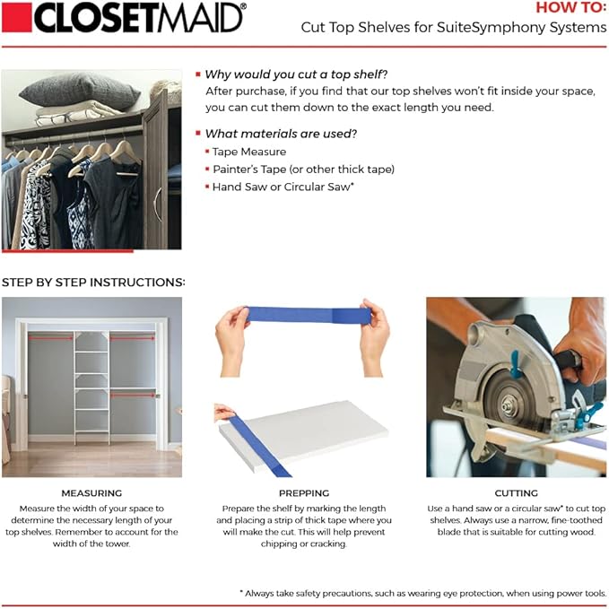 ClosetMaid SuiteSymphony Closet Organizer with Shelves and 2 Drawers, 16-Inch-Natural Gray