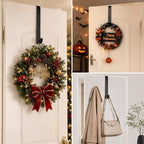 HappyFiller Wreath Hanger for Front Door, 15-25" Adjustable Heavy Duty Metal Hook Holds up to 20 lbs, Large Over the Door Wreath Holder for Christmas, Fall, Halloween Decorations & Home Decor (Black)