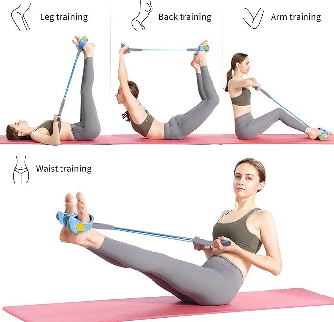 Pedal Resistance Bands with Handles, Durable 6-Tubes Multifunction Pedal Resistance Band, Natural Rubber Foot Pedal Resistance Bands, Fitness Resistance Bands for Abdomen, Waist, Arm, Leg