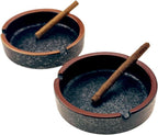 Ceramic Ashtray Stylish Indoor & Outdoor Cigarette Ashtray for Home, Coffee Bars, and Patios，Lava Dazzling Black (Medium Size)(2PCS)