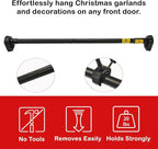 Adjustable Garland Hanger for Front Door - Fits 28" to 80" Doors, Wreath Holder Christmas, Halloween DecorationsNoScrews/Drilling Damage-Free InstallationGarland Door,with 3 Hooks Tension Rod ﻿