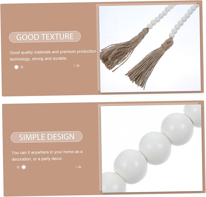 IMIKEYA Wooden Beads Garland: Farmhouse Wood Bead Garland for Tiered Tray Farmhouse s Hanging Wood Rustic s for Coffee Table Decor