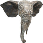 OTARTU African Elephant Wall Bust Sculpture 11" Tall Carved Noble Elephant Head Hanging Wall Decor Art Wooden Color