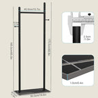 Nianerfaya Clothes Rack with 2 Hooks, Standing Garment Storage for Indoor - Clothing Rack for Hanging Clothes for Bedroom - 19.7" Wide Garment Rack Metal Clothing Hanger Rack (Black)