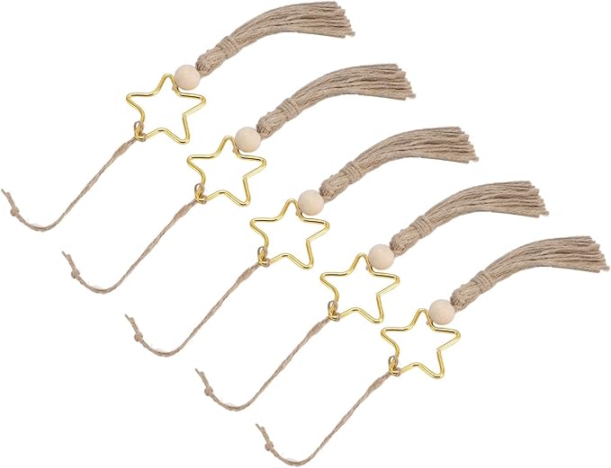 Versatile Wood Bead Jute Rope Tassel Elegant Hanging Ornament for Warm Ambiance Decoration 5pcs