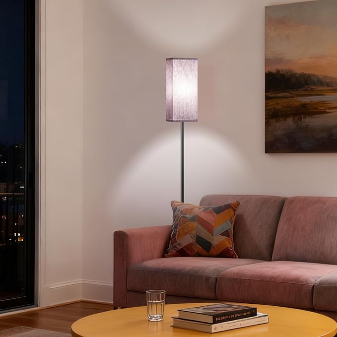 64.6" Floor Lamp, Pole Lamp with Foot Switch, Modern Standing Lamp, Minimalist Freestanding Lamp (Bulb Not Included), for Living Room, Bedroom, ETL Listed, Black and Taro Purple AZ07LD05