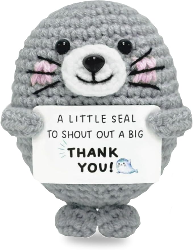 Funny Handmade Crochet Seal for Women Men, Positive Emotional Support Seal, Valentine's Day Gift, Birthday Basket Gift for Home Decorations