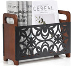 Magazine Holder,Wood Magazine Rack Floor,Rustic Magazine File Holder Organizer,Decorative Magazines Storage Basket for Books,Newspapers,Mails,Files