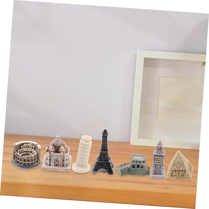 HANABASS 7pcs Miniature London Model Resin Architecture Model Kit Home Decorative Building Sculpture London Decor Architecture Brick