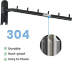 Swing Clothes Hanger Rack, Garment Racks Folding Clothes Bar Wall Mounted, 180°Rotation Laundry Drying Rack 304 Stainless Steel Space Saving for Laundry Room Bedroom Balcony, 11.93" Long